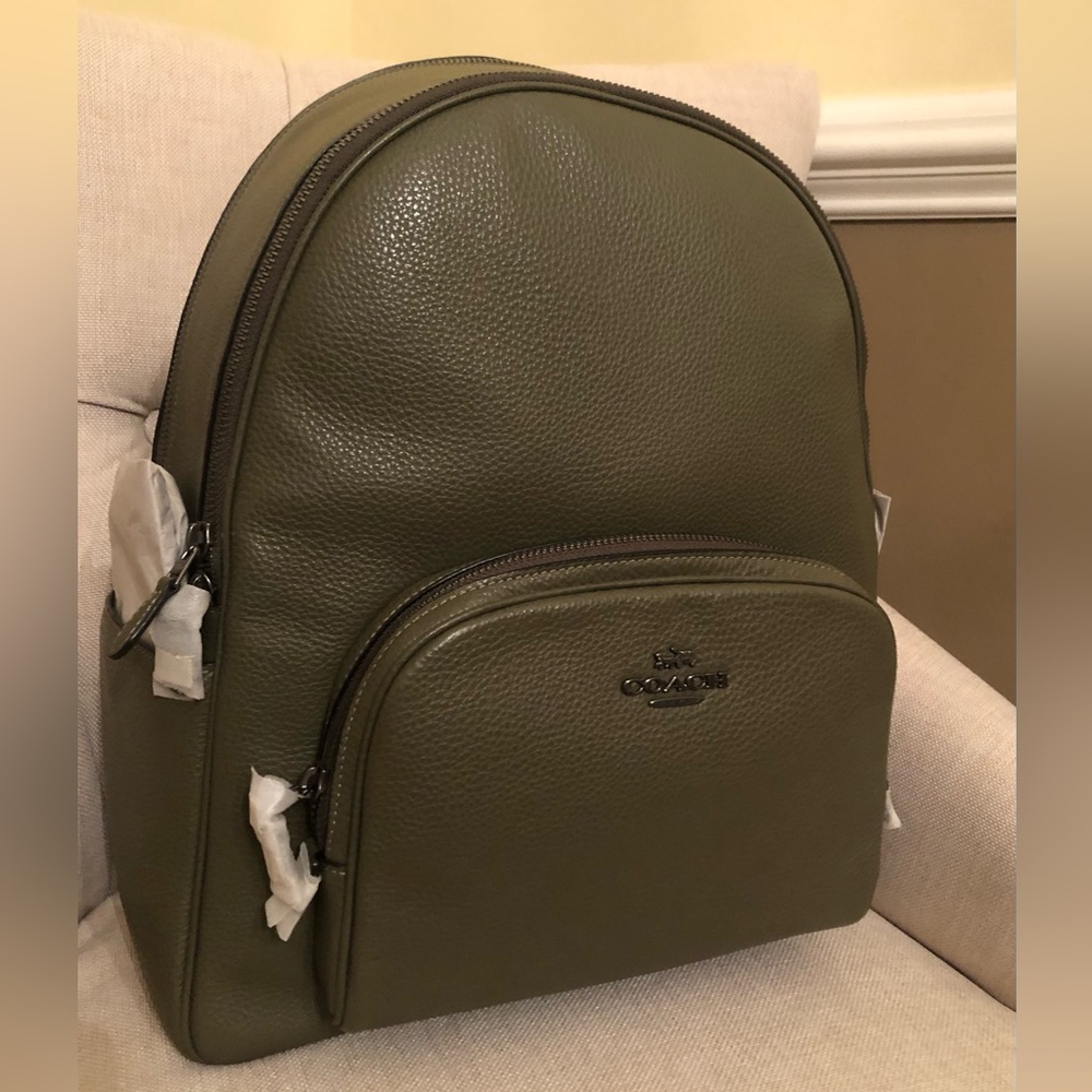 Coach Olive Green Leather Backpack